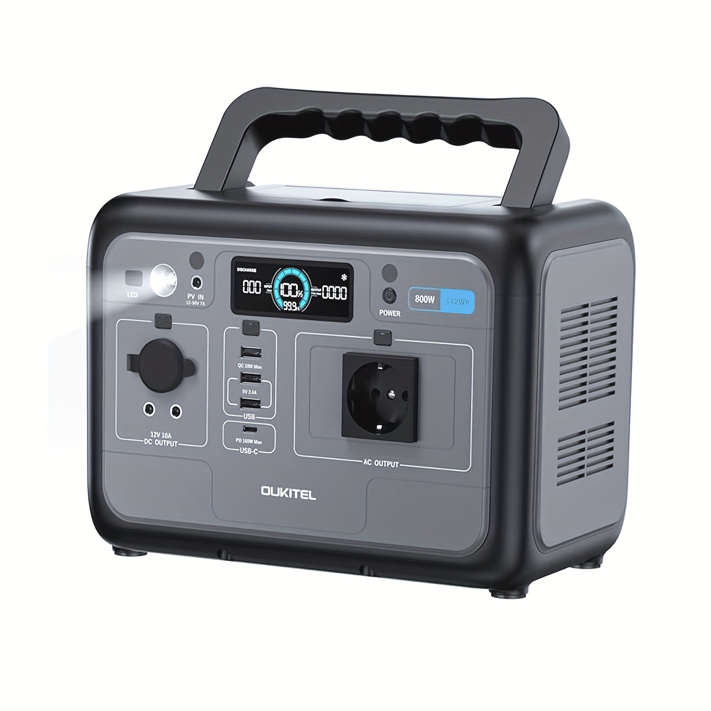 Draagbare Power Station – Mobiele Generator – Noodstroomvoorziening – Zonne-Accu – Energie-opslag – 512Wh Lithium IJzerfosfaat Batterij – Snelladen 1 Uur 500W AC