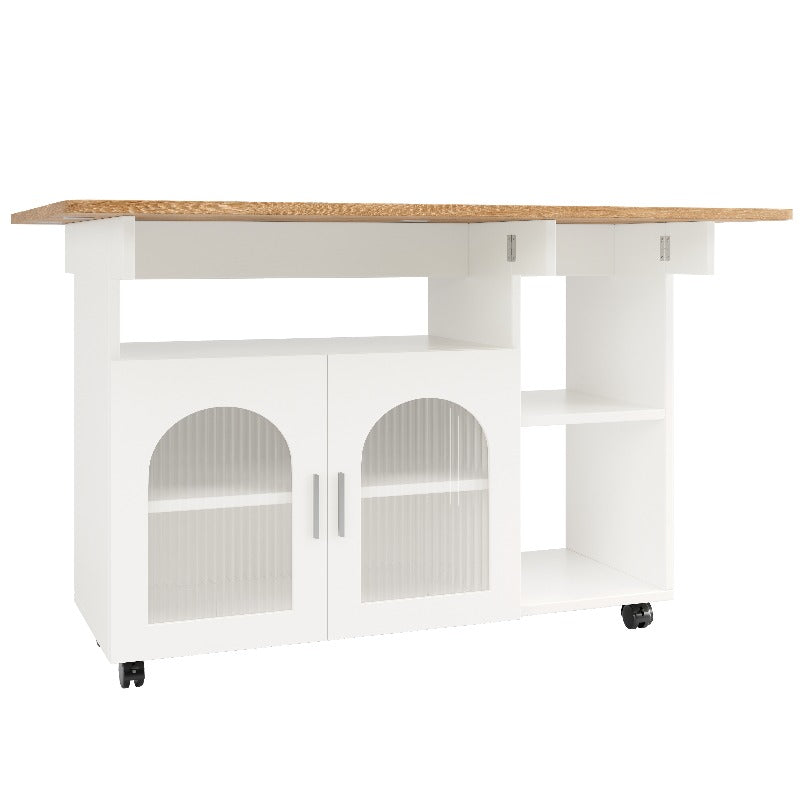 Keukeneiland – Keukenwagen – Buffetkast – Servieskast – Mobiele Trolley – Metalen Frame – Houten Werkblad