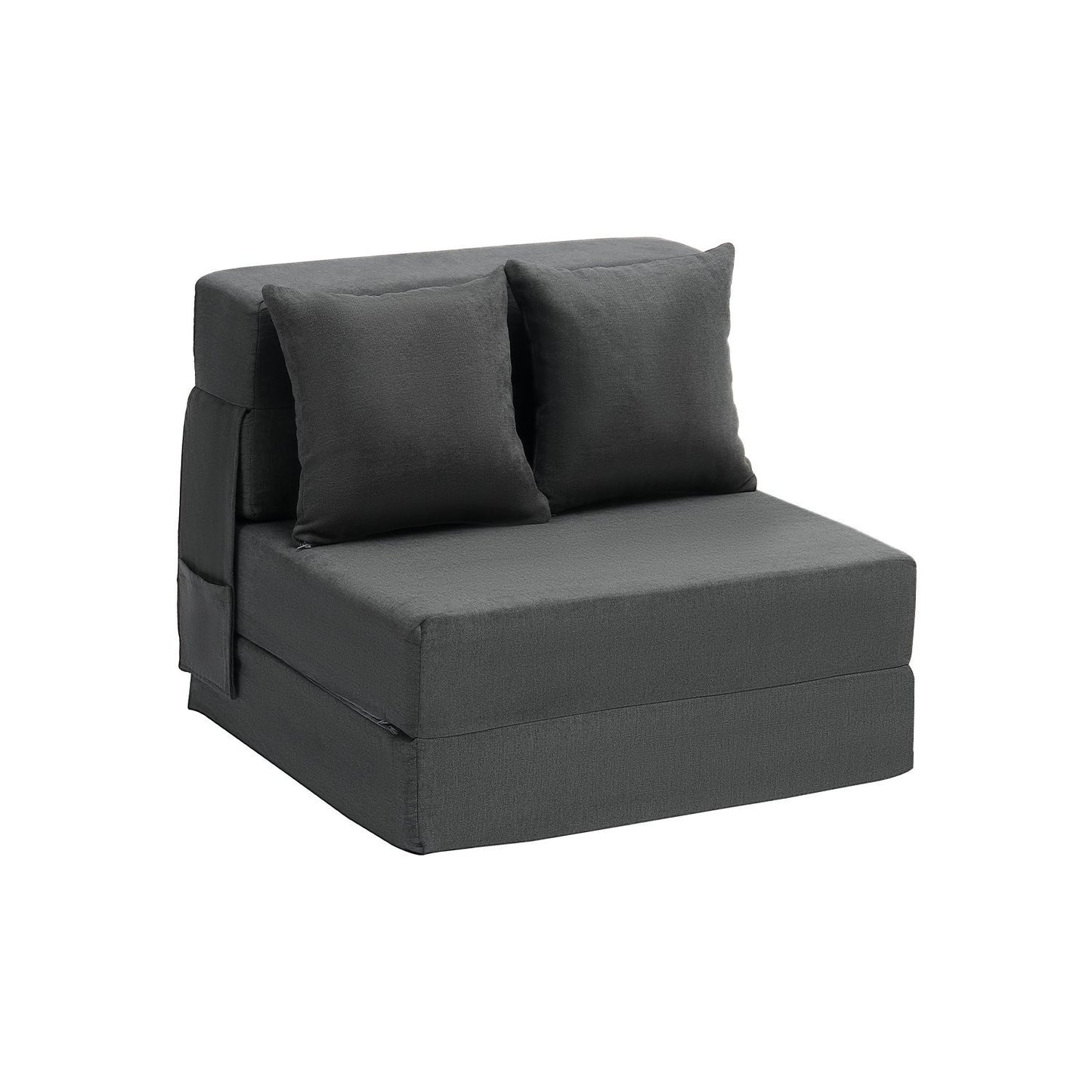 Bedbank – Klapbank – Slaapbank – Slaapstoel – 3-in-1 Multifunctioneel – Donkergrijs – Hoogwaardig Veerkrachtig Schuim – Afneembare Wasbare Hoes