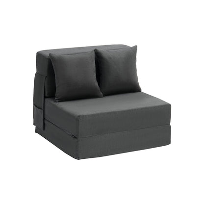 Bedbank – Klapbank – Slaapbank – Slaapstoel – 3-in-1 Multifunctioneel – Donkergrijs – Hoogwaardig Veerkrachtig Schuim – Afneembare Wasbare Hoes