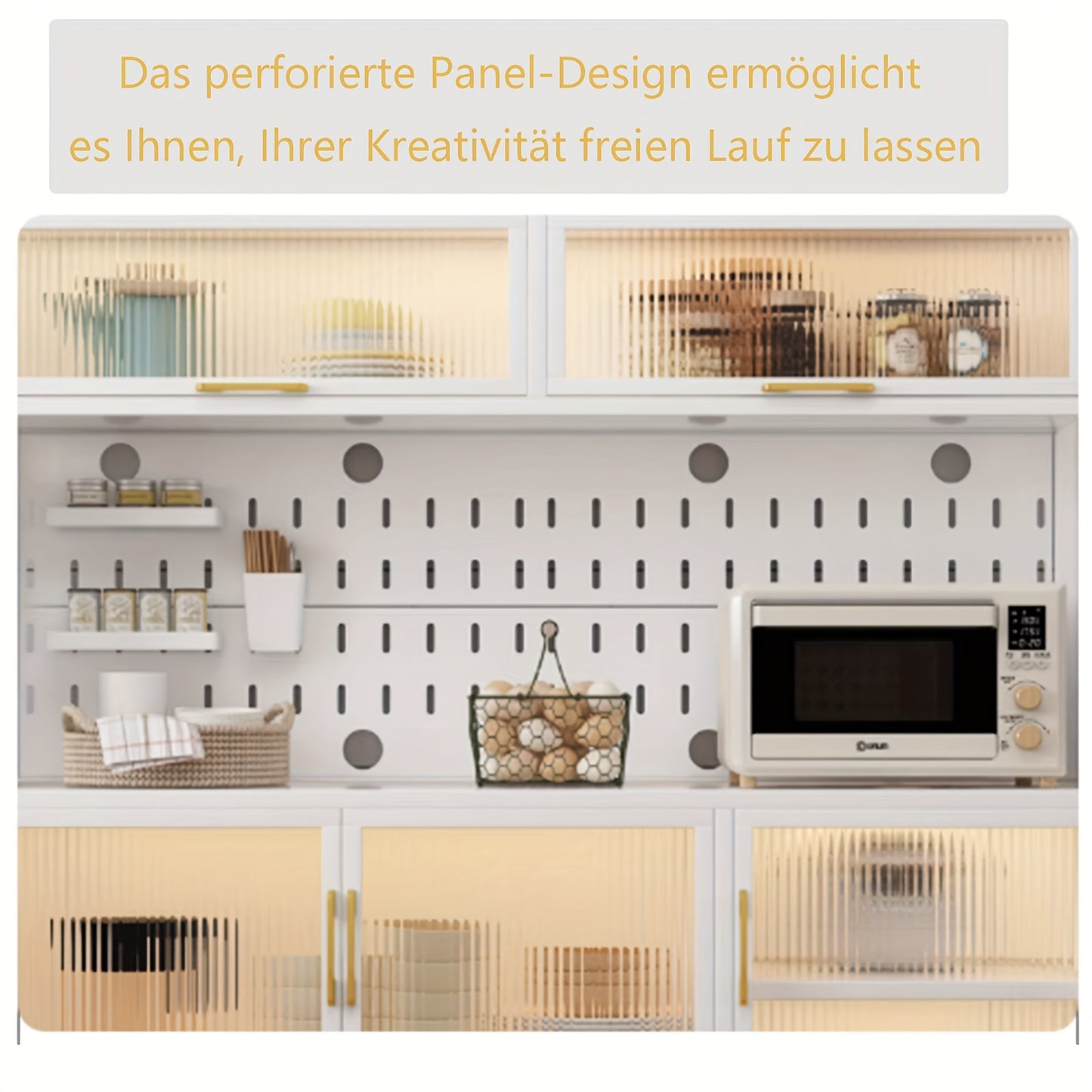 Keukenkast – Hoge Kast – Opbergkast – Magnetronkast – Buffetkast – Verstelbare Planken – Op Wieltjes – 66x36x160 cm – Stevig Metaal