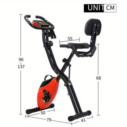 Inklapbare Hometrainer – Magnetische Weerstand – Compacte Fitnessfiets – Ruimtebesparend – Stille Training – Trainingscomputer – Weerstandsbanden - Rood