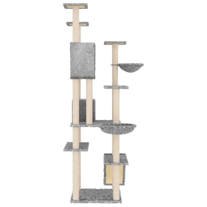 Krabpaal – Kattenklimrek – Krabmeubel – Kattenboom – Krabplank – Duurzaam Hout – 191 cm Hoog – Lichtgrijs