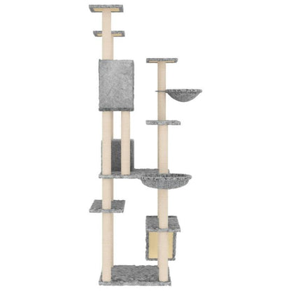 Krabpaal – Kattenklimrek – Krabmeubel – Kattenboom – Krabplank – Duurzaam Hout – 191 cm Hoog – Lichtgrijs