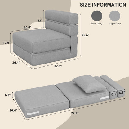 Slaapstoel – Slaapfauteuil – Klapstoel – Bedstoel – Grijs – Traagschuim Comfort – Inklapbaar & Ruimtebesparend