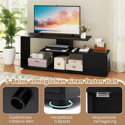 TV-kast – TV-meubel – Lowboard – Tv-dressoir – Tv-meubel zwart – Asymmetrisch ontwerp – Stevige constructie tot 55 inch