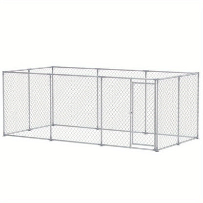 Buitenren Grote Hond – Hondenren – Hondenhok – Buitenkennel – Hondenbench – 400x200x150 cm – Verzinkt Staal – Afsluitbare Deur