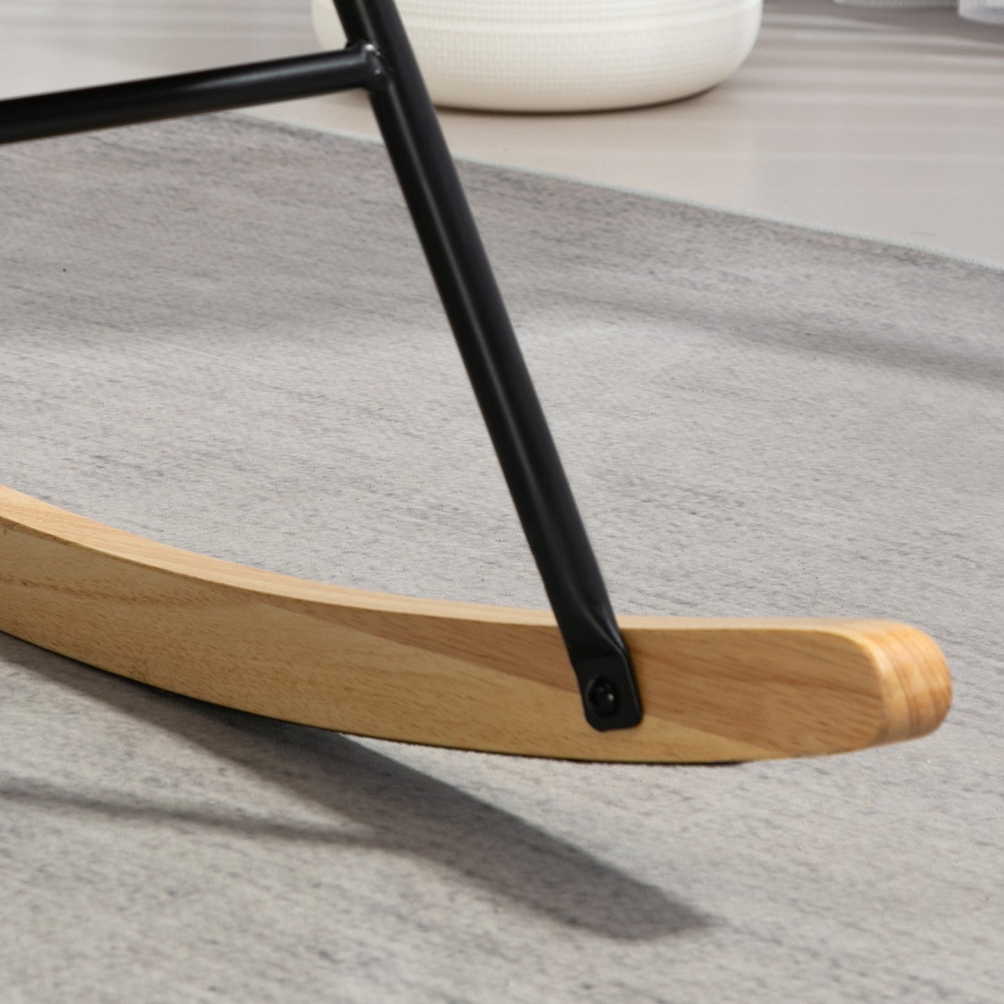 Schommelstoel – Relaxstoel – Schommelzetel – Lounge Chair – Stiltestoel – Crèmewit – Stabiele Houten Poten – Ergonomisch Met Lendenkussen