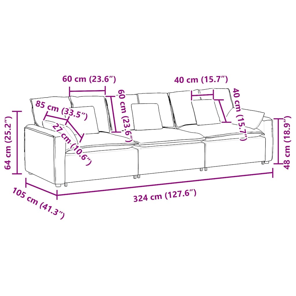 Hoekbank – Modulaire Bank – Loungeset – Zitbank – U-Bank – Fluwelen Bekleding – Stevig Metaalframe – Crèmekleur
