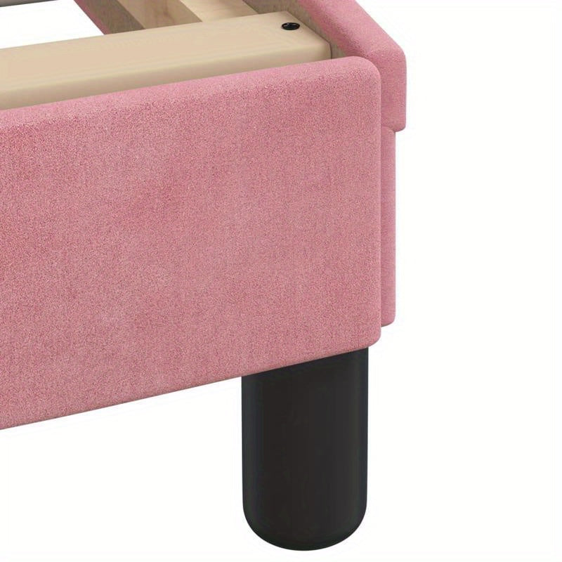 Bed Frame Con Testiera Without Mattress Rosa 90X200 Cm Velvet Practical, Removable, Suitable for All Seasons