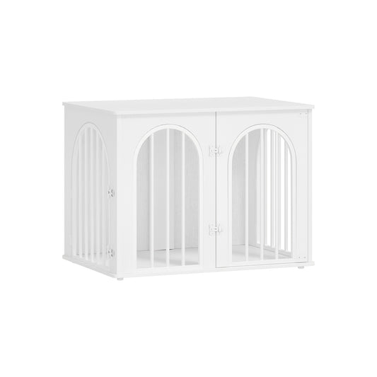Hondenbench – Hondenkooi – Kennel – Hondenhok – Huisdierbench – Ruim 80x56x61 cm – Stijlvol met Zijtafeltje en Verstelbare Poten – Stevige Roestvrijstalen Constructie