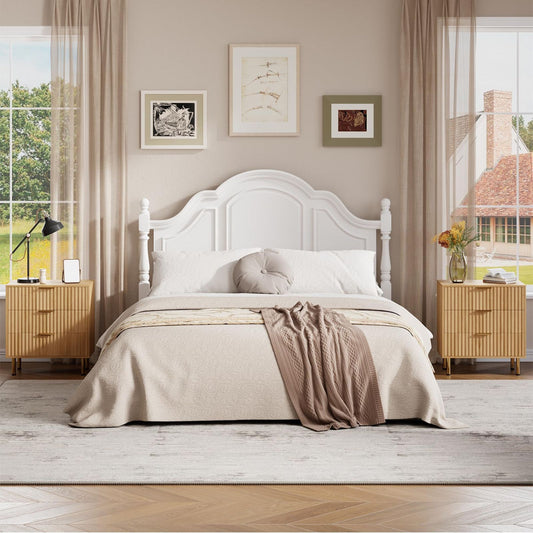 Nachtkastje – Bedside Table – Nachtkast – Opbergkastje – Ladenkast – Mid-Century Modern Design – Natuurlijk Eikenhout – 3 Ruime Lades – Compact 70x40x75 cm