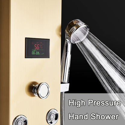 Douchepaneel – Douchewand – Regendouche – Handdouche – Massage Douche – Gouden Kleur – Roestvrij Staal – Multifunctioneel Met Regen- En Massagefunctie