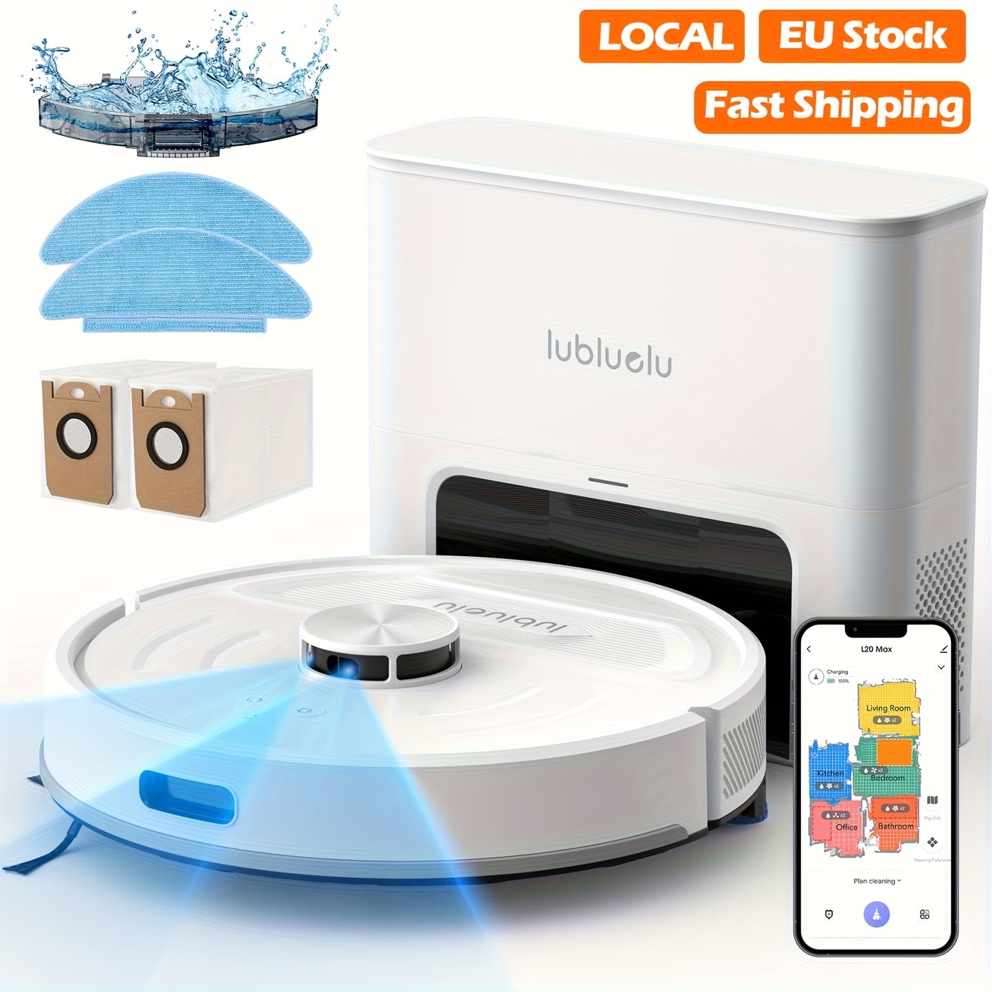Robotstofzuiger – Robotstofzuiger En Mop – Dweilrobot – Reinigingsrobot – Zelfledigende Robotstofzuiger – 5500Pa Zuigkracht – 2,5L Zelf Ledigingsstation Voor 60 Dagen