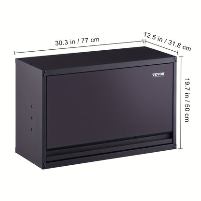 Garageskast – Metalen Opbergkast – Wandkast – Werkplaatskast – Stalen Kast – Met Verstelbare Planken – Druksluiting Met Slot – Zwart Metalen Design