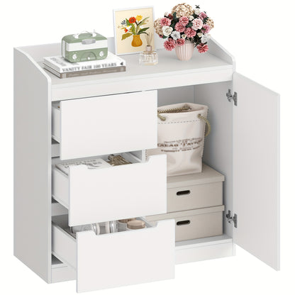 Ladekast – Ladenkast – Kommode – Opbergkast – Dressoir – Wit – 5 Lades – MDF – 40x80x87 cm – Werkblad Met Opstaande Rand – Modern Design