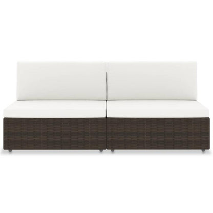 Modulaire 2-Zitsbank – Tweezitsbank – Loungesofa – Buitenbank – Woonkamerbank – Bruin – Duurzaam Poly Rattan & Hardhouten Frame – Zacht Schuimcomfort