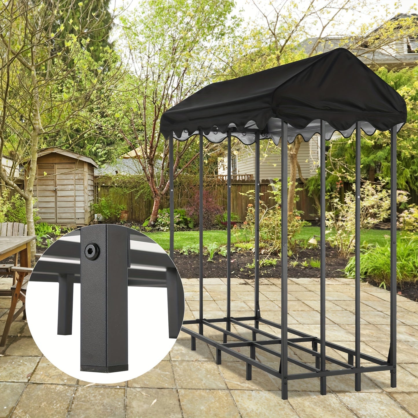 Houtopslag – Brandhoutrek – Haardhoutrek – Houtberging – Houtrek – Extra Groot 185x185x70 cm – Gepoedercoat Legeringsstaal Met Anti-Kantel Beveiliging & Robuuste Stevige Constructie