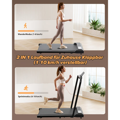 Loopband – Wandelpad – Walking Pad – Hardloopband – Treadmill – Inklapbaar – LED-Display – 0,6-10 km/u – Aluminium