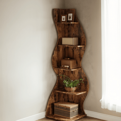 Boekenrek – Boekenkast – Boekenplank – Wandrek – Opbergkast – 5 Laags – Wit – Hoekontwerp – Ruimtebesparend – Hout – Stevig – Vrijstaand – Minimalistisch – 69 cm Hoog