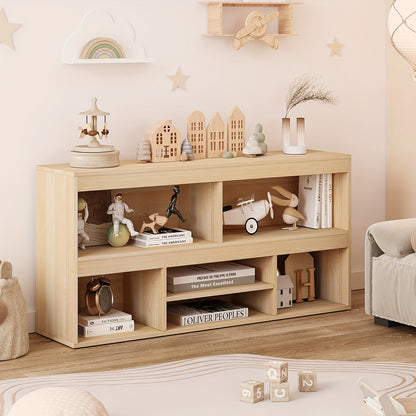 Opbergkast – Boekenkast – Opslagkast – Plankenrek – Opbergrek – Tweelaags ontwerp – Compact onder 70 cm hoogte – Natuurlijke houtlook