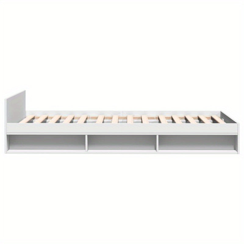 White Bed Frame with Drawer, 100X200 Cm, Made of Multilayer Wood, Removable And Sturdy.