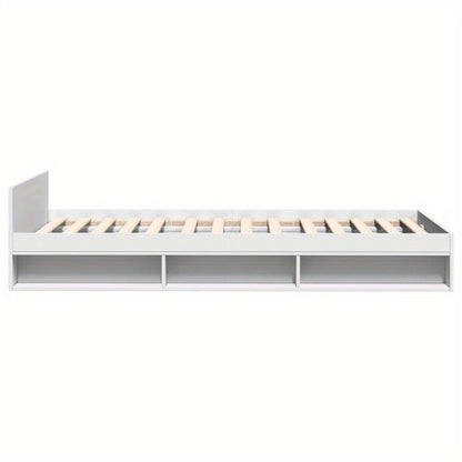White Bed Frame with Drawer, 100X200 Cm, Made of Multilayer Wood, Removable And Sturdy.