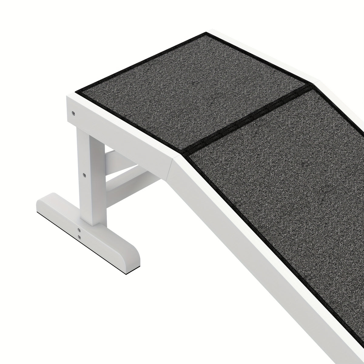 Hondenloopplank – Hondenladder – Huisdiertrap – Hondentrap – Loopplank Voor Honden – Antislip Tapijt – Geschikt Tot 30 kg – Kunststof Met Polyester Fiber – Wit Grijs