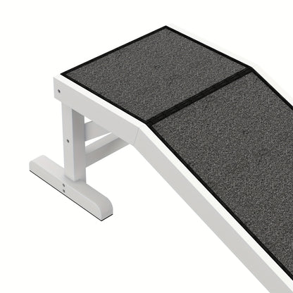 Hondenloopplank – Hondenladder – Huisdiertrap – Hondentrap – Loopplank Voor Honden – Antislip Tapijt – Geschikt Tot 30 kg – Kunststof Met Polyester Fiber – Wit Grijs