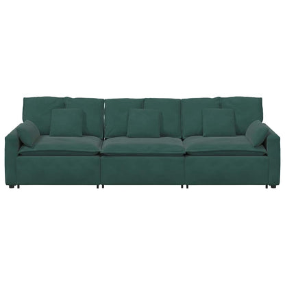 Hoekbank – Modulaire Bank – L-vormige Bank – Zitbank – Loungesofa – Velvet Bekleding – Stevig Metalen Frame – Donkergroen