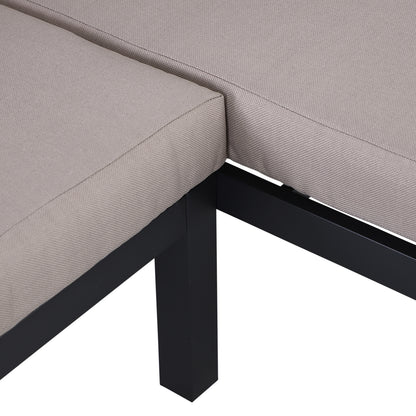 3-delige loungeset – tuinset – loungeset – balkonset – terrasset – aluminium frame – waterafstotende kussens – grijs/natuurkleur