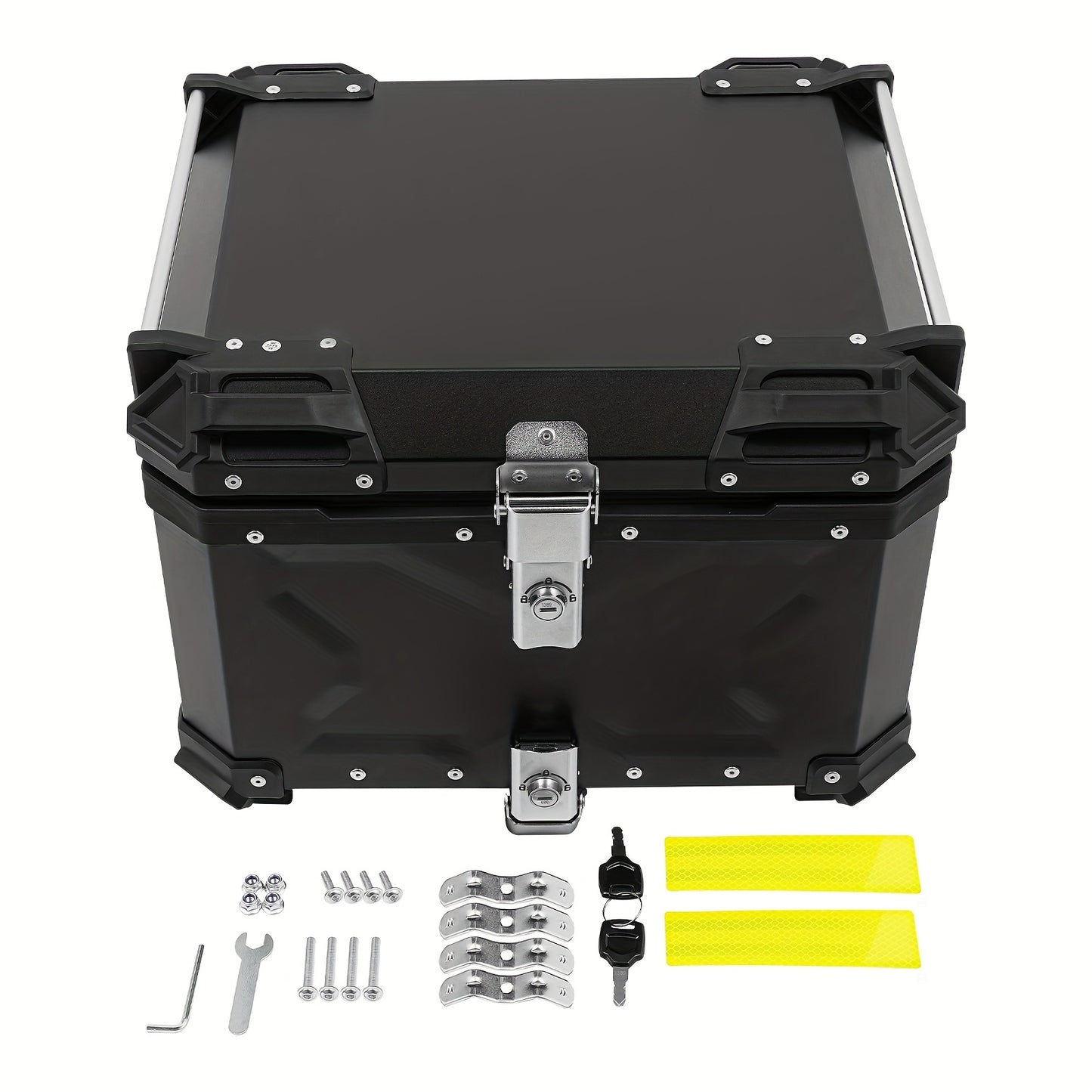 Motorbox – Motorkoffer – Topkoffer – Bagagekoffer – Tail Box – 55 Liter Aluminium – Stevig en Waterdicht – Inclusief Slot en Afneembare Strap