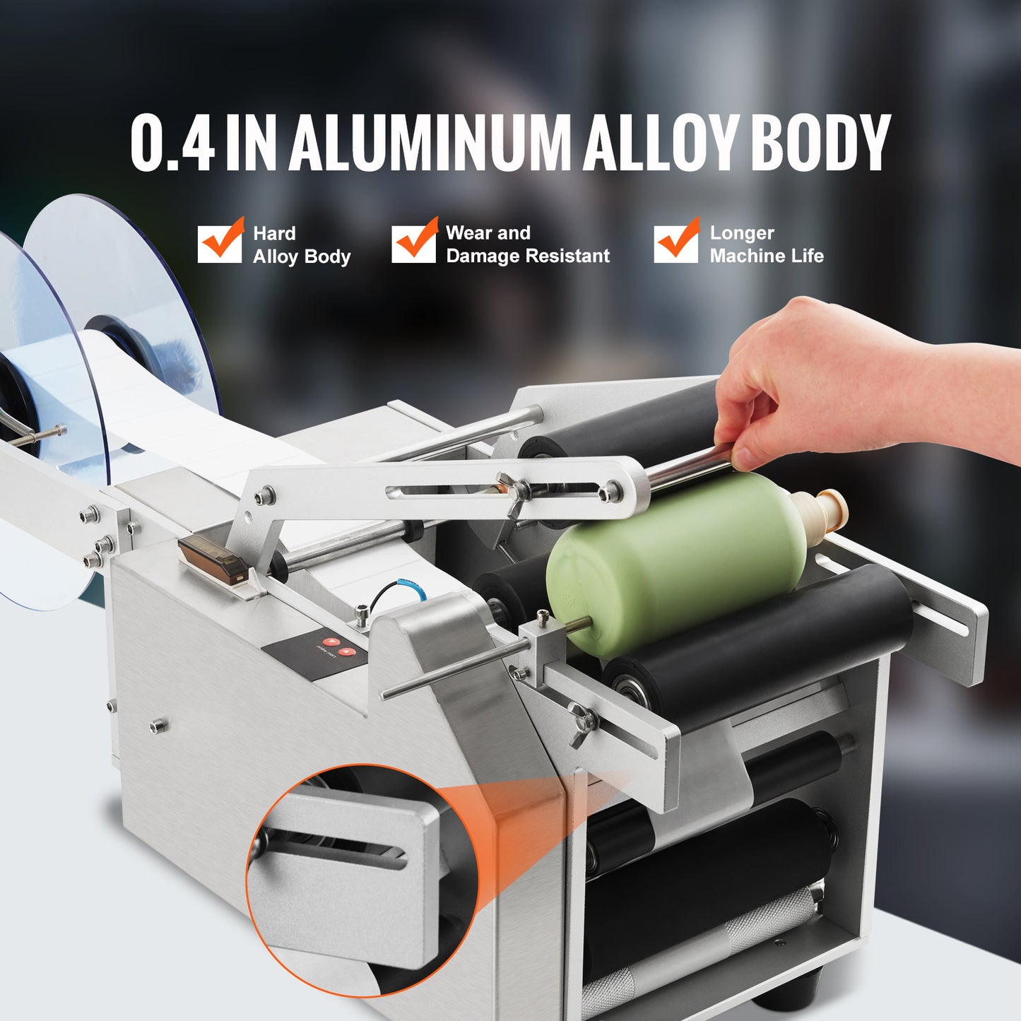 Etiketteermachine – Labelprinter – Labelapplicator – Flesetiketteermachine – Labelmachine – Semi-automatisch – Geschikt voor ronde flessen 2-12 cm – Aluminium behuizing duurzaam