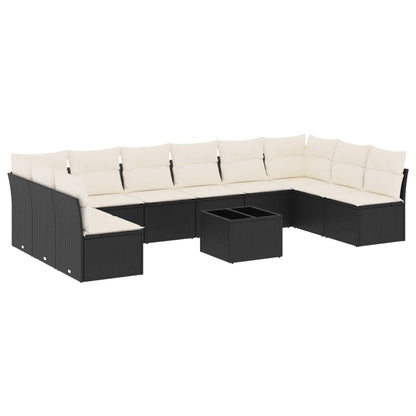 Loungeset – Loungesets – Tuinset – Buitenmeubels – Loungeset Tuin – Zwart-Crème Met Tafel – Weerbestendig PE Rattan – Waterdichte Opbergruimte