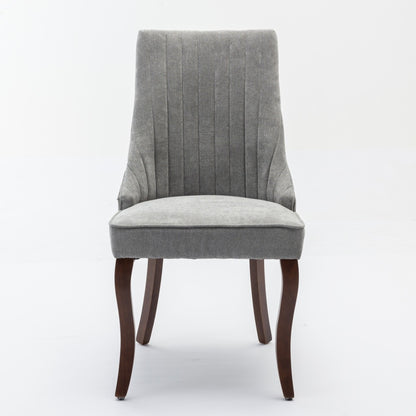 Eetkamerstoelen – Stoelen – Kuipstoelen – Eetkamerstoelen Set – Keukenstoelen – Grijze Bekleding – Massief Houten Poten – Comfortabele Gewatteerde Zitting