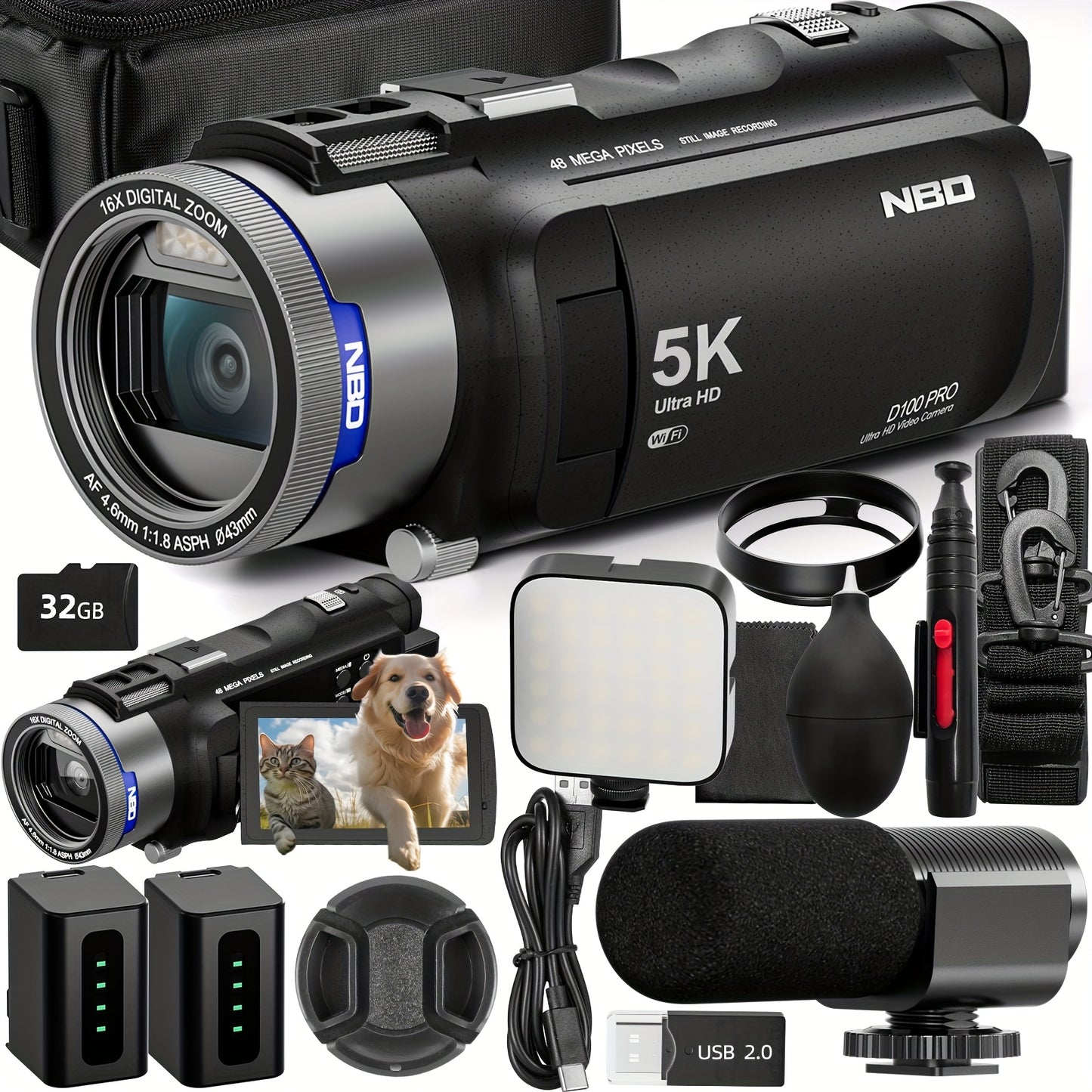 Vlogcamera – Videocamera – Compactcamera – Camcorder – Vlogging camera – 4K Ultra HD Resolutie – 270° Kantelbaar IPS-Scherm