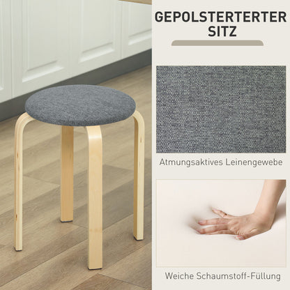 Krukje – Kruk – Opstapje – Keukenkruk – Zitkruk – Gestapeld – Linnen Bekleed – Berkenhout Poten – Max 120 kg Draagkracht
