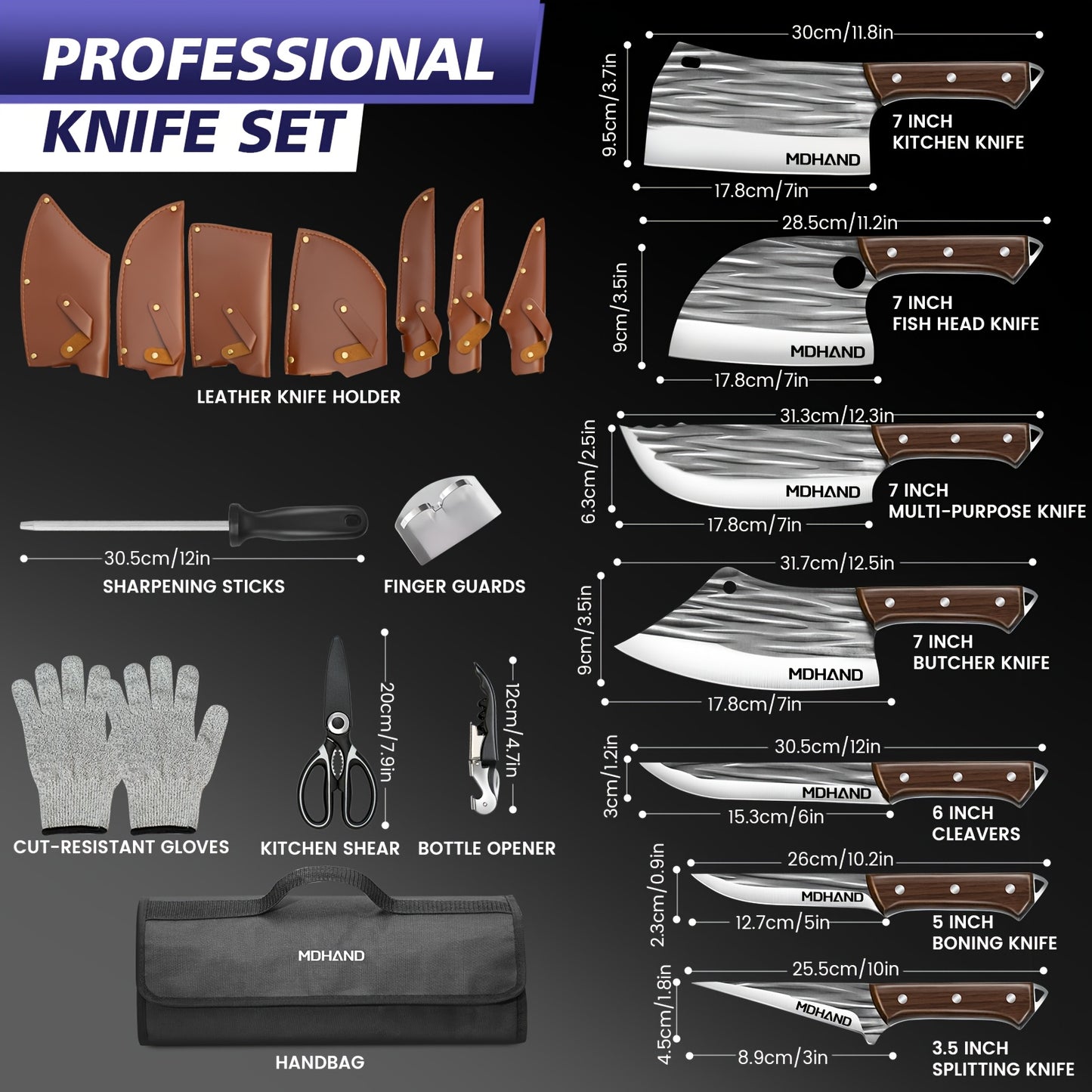 14pcs Set Kitchenware Knife Series, Super Sharp German Stainless Steel, Perfectly Balanced, Dishwasher Safe, Suitable for Cutting Meat, Vegetables, Etc., Very Suitable for Home And Kitchen Use, Perfect Gift Gift, Kitchen Knif