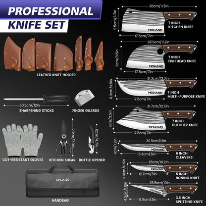 14pcs Set Kitchenware Knife Series, Super Sharp German Stainless Steel, Perfectly Balanced, Dishwasher Safe, Suitable for Cutting Meat, Vegetables, Etc., Very Suitable for Home And Kitchen Use, Perfect Gift Gift, Kitchen Knif