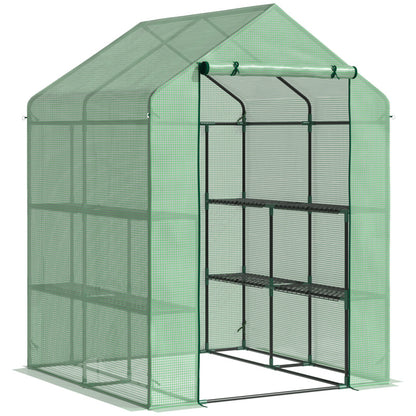 Kweekkas – Broeikas – Tuinkas – Plantenkas – Mini Kas – Loop-in Design – 8 Planken – Gepoedercoat Stalen Frame – Waterdichte UV-bestendige PE Hoes – Groen