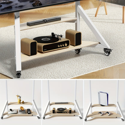 Mobiele Tv-Stand – Tv Meubel Met Wielen – Verplaatsbare Tv-Standard – Platte Scherm Houder – Verrijdbare Tv-Kaart – Voor 65-100 Inch – Verstelbare Hoogte – Stabiel Metaal Frame