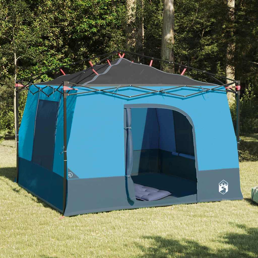 Tent – Kampeertent – Familietent – Outdoor Tent – Pop-up Tent – Waterdicht – Vlamvertragend – 6 Personen – Blauw – Met Rits – Ademend Mesh