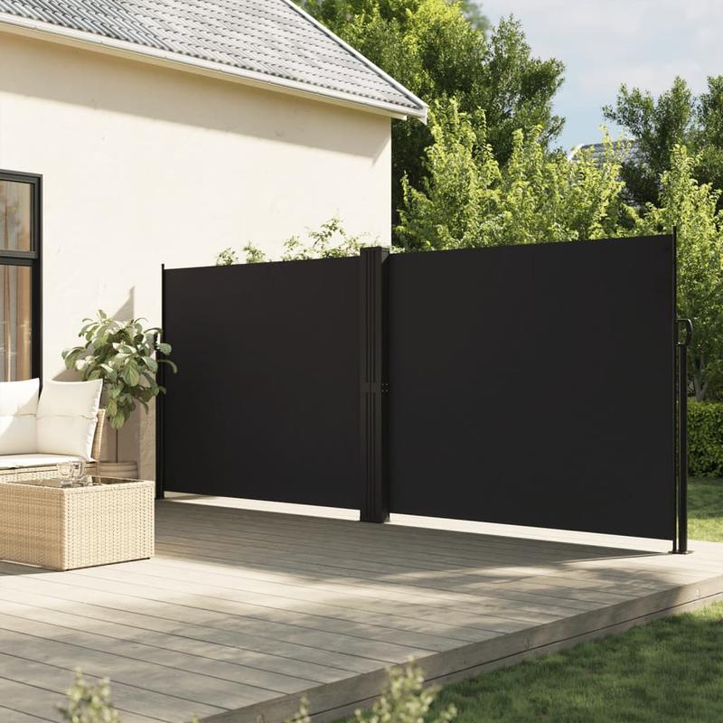 Windscherm – Windafsluiting – Balkonscherm – Terrasscherm – 180 X 600 Cm – Stevig Stalen Frame – Polyester Doek Met PU-Coating - Zwart
