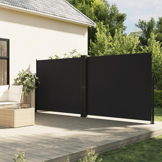 Windscherm – Windafsluiting – Balkonscherm – Terrasscherm – 180 X 600 Cm – Stevig Stalen Frame – Polyester Doek Met PU-Coating - Zwart