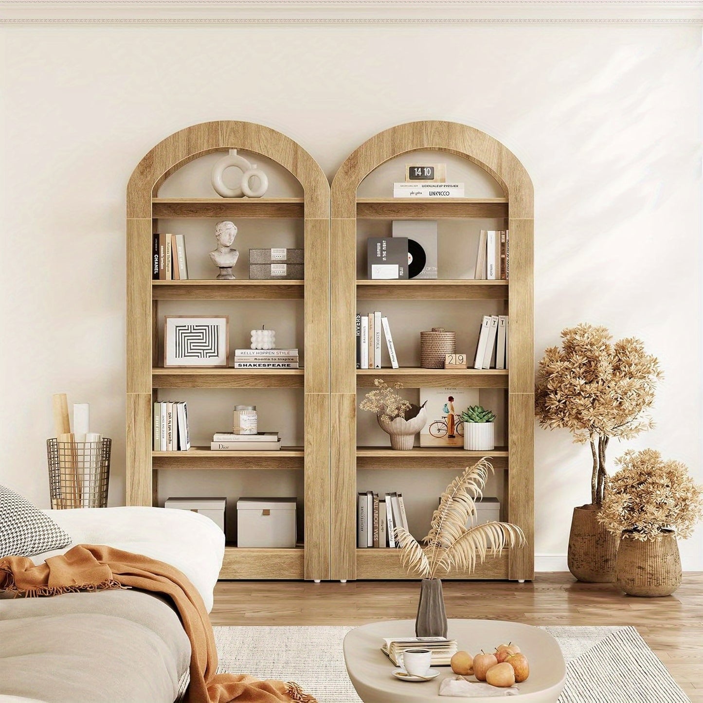 5-laags Boekenkast – Boekenplank – Staande Kast – Opbergrek – Display Rek – Eikenhout Kleur – Modern Design – Robuuste MDF Constructie
