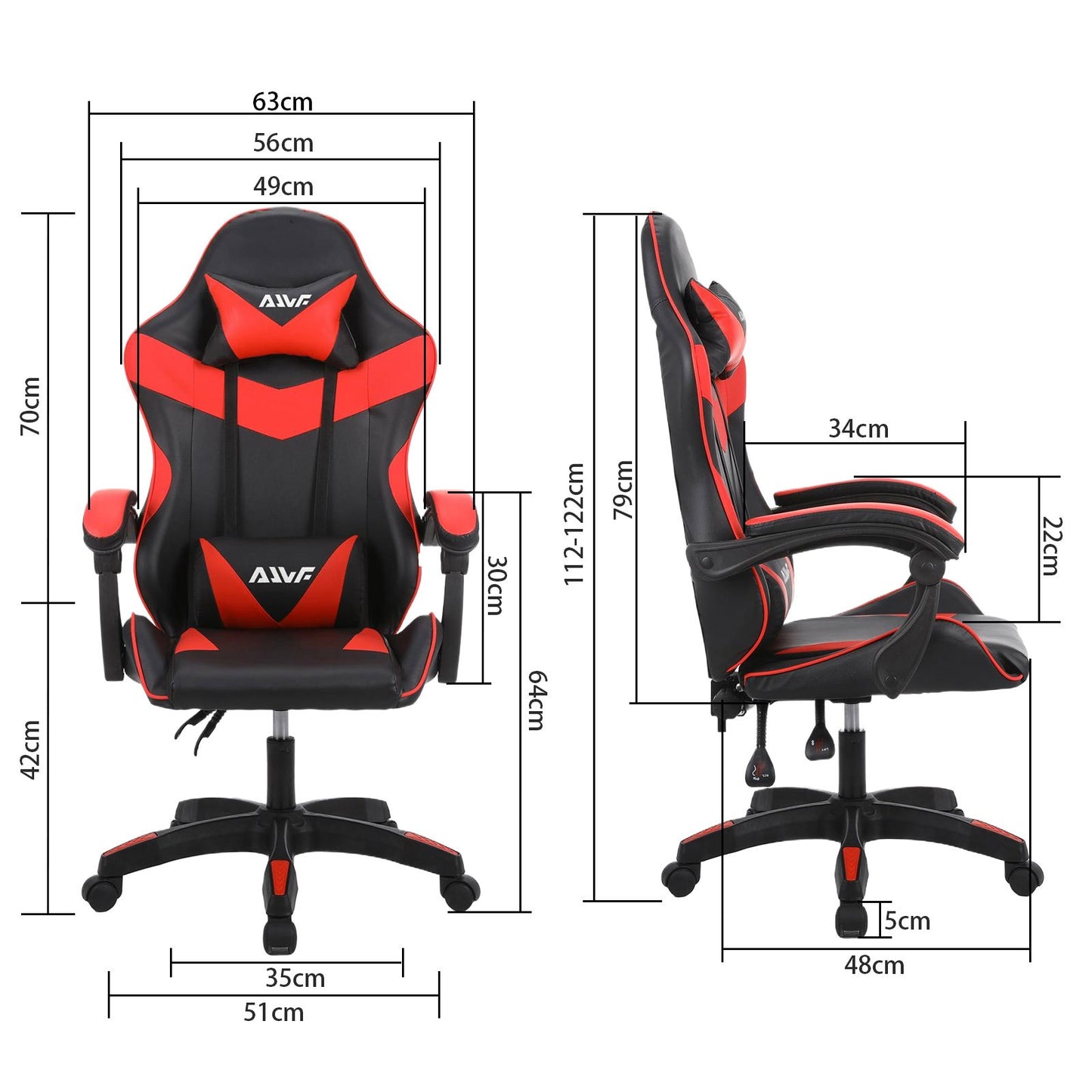 High-Back Gaming Chair PC Office Chair Computer Racing Chair PU Desk Task Chair Ergonomic Executive Swivel Rolling Chair with Lumbar Support for Back Pain Women, Men