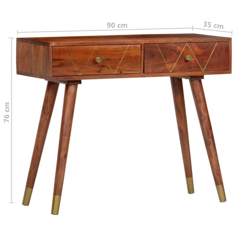 Acacia Houten Sidetable – Wandtafel – Console Tafel – Houten Tafel – Bijzettafel – Rustiek Design – 90x35x76 cm – Gouden Accenten