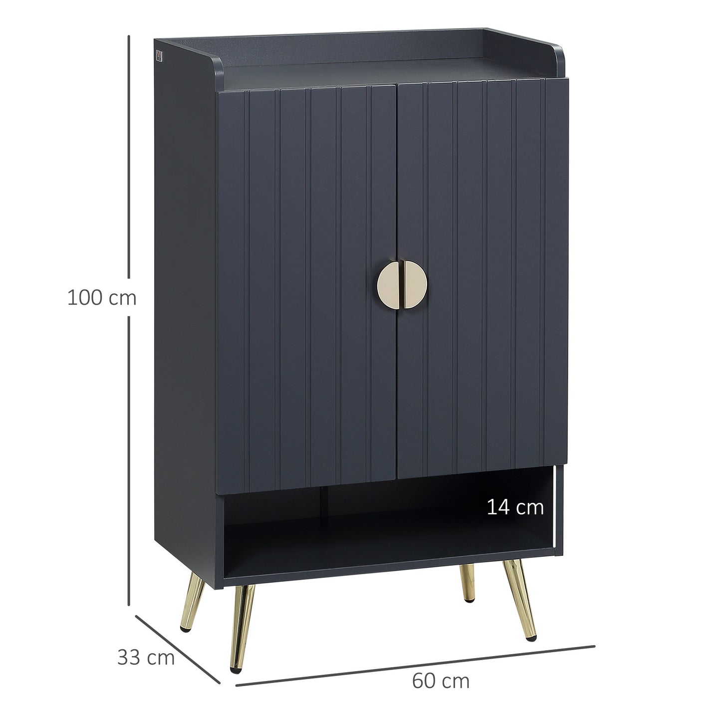 Schoenenkast – Schoenenrek – Schoenopberger – Schoenenkastje – Schoenenmeubel – Grijs – 4 Verstelbare Planken – Compact 60x33x100 cm