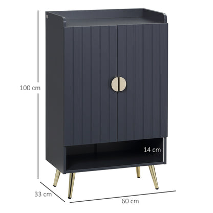 Schoenenkast – Schoenenrek – Schoenopberger – Schoenenkastje – Schoenenmeubel – Grijs – 4 Verstelbare Planken – Compact 60x33x100 cm