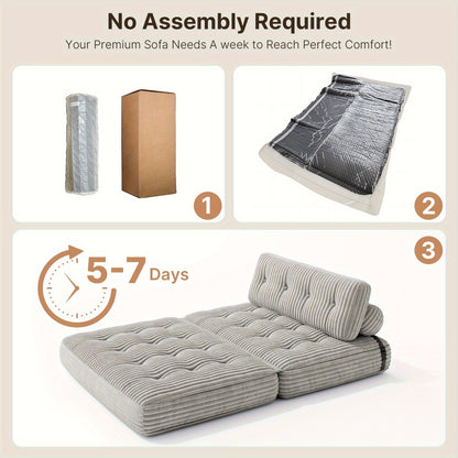 Slaapbank – Bedbank – Logeerbed – Uitklapbank – Sofa – Modern Design – Corduroy Bekleding – Zonder Montage – Diepgrijs